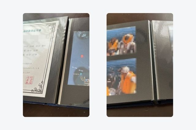 散骨証明書や散骨風景写真のアルバム